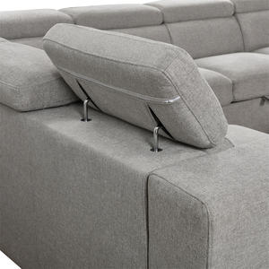 أريكة مقطعية حديثة على شكل حرف U مع مسند رأس قابل للتعديل مع كرسي تخزين للاسترخاء سرير ممتد يمكن سحبه - Product Image 2