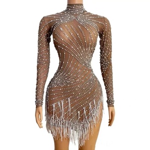 Style européen américain danse latine Cha-Cha pratique vêtements en mousseline de soie Appliques moulante Silhouette étage-longueur 100% Polyester - Product Image 1