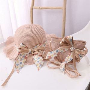 Children's Summer Sun <b>Hat</b> Beach Kids Bay Girl's Folding Straw <b>Hat</b> <b>Bag</b> Set - Product Image 5