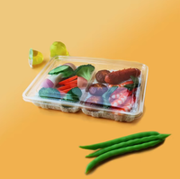 Conteneur d'emballage alimentaire rectangulaire en plastique PET de qualité alimentaire, vente en gros d'usine, boîte à lunch à emporter avec 2 compartiments, boîte de rangement