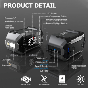 Kit de Arranque de Emergencia Profesional para Automóvil, Batería de 36000 mAh con 10 Protecciones y Abrazaderas Inteligentes - Product Image 2