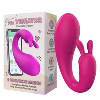 Vibrador Estilo Conejo con Revestimiento de Goma, Control por Aplicación, Bluetooth, Doble Cabezal, Recargable por USB, Resistente al Agua, para Uso Interno