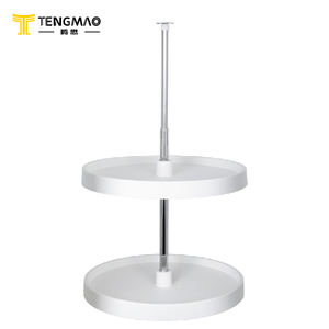 Prix d'usine 18 pouces blanc gris rotatif étagère à épices organisateur rond deux pneus en plastique paresseux Susan ensemble - Product Image 1