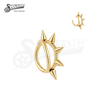 SUPERSTAR ASTM F136 Titane Anneau segmenté articulé à double couche avec cône pointu à pointes pour septum, nez, oreille et bijoux de piercing corporel