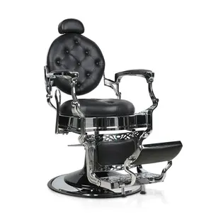 High Quality Beauty Barbershop Metal Barber Chair Recline Black And Sliver Barber Chair