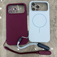 Étui de téléphone en silicone magnétique avec sangle de maintien, protection contre les chocs pour l'objectif de l'appareil photo, coque de téléphone portable en silicone pour iPhone 18 Pro Max