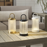Lampes de table en verre portables modernes rechargeables en gros, lampe de table cylindrique simple blanche/noire/laiton avec interrupteur tactile