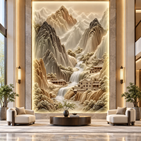 Papier peint mural 3D personnalisé en relief, paysage chinois, cascade de montagne, décoration murale de luxe pour hall d'hôtel, salon