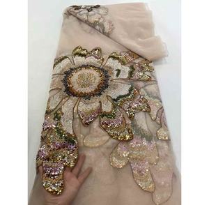 Rollo de Encaje con Cuentas, Tela Floral 3D con Cuentas, Encaje de Lujo para Bodas, Tela de Encaje con Cuentas de Lujo, Cristal y Pedrería - Product Image 6