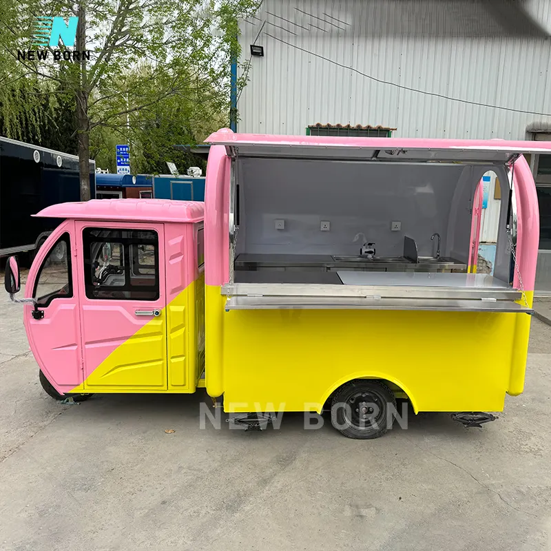 Новорожденный изготовленный на заказ грузовик быстрого питания кофе мороженое кальмары кольцо хот-дог Электрический трехколесный велосипед еда Кейтеринг фургон