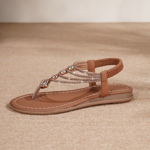 Sandales de plage pour femmes, style bohème, mode européenne et américaine, respirantes, douces, confortables, à talon plat, couleur kaki, semelle extérieure en TPR, pour la <span class=keywords><strong>danse</strong></span> - Product Image 2
