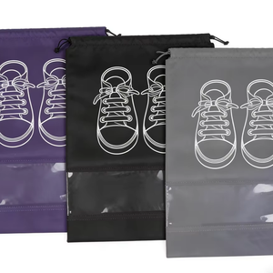 Portable Waterproof Dustproof Travel Storage Pouch Cover Shoes Dust Bag Custom Non Woven <b>Drawstring</b> Shopping Shoe Bag with logo - Product Image 1