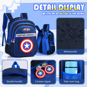 Mochilas escolares de dibujos animados para niños Marvel para C a p <span class=keywords><strong>i</strong></span> <span class=keywords><strong>n</strong></span> <span class=keywords><strong>t</strong></span> a America Nylon impermeable para niños de escuela primaria niñas - Product Image 6