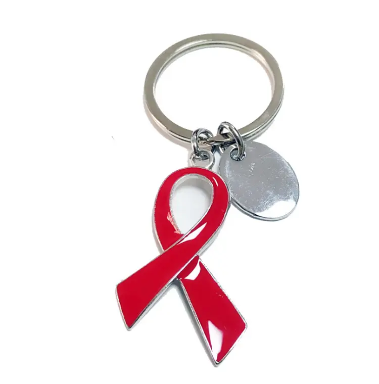 Bán Buôn Ruy Băng Màu Đỏ Keychain Cho AIDS HIV Tổ Chức Sự Kiện Tình Yêu Donations Lưu Niệm Quà Tặng Keyring Chủ