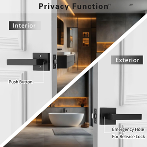 Wholesale Matt Black Square <strong>Door</strong> Handles Interior Heavy Duty Aluminum Alloy Household Lever Handle Passage Lock for Bath Bedroom - Product Image 2