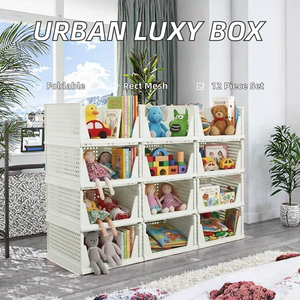 URBAN LUXY ארגונית אחסון מתקפלת מלבנית מרשת |   קופסת ערימת חולצות לארון בגדים וארון (לבן 12 יחידות) - Product Image 2