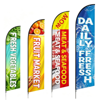 Drapeau publicitaire personnalisé en polyester double face 130G pour marché de viande fraîche, bannière de plage en forme de couteau