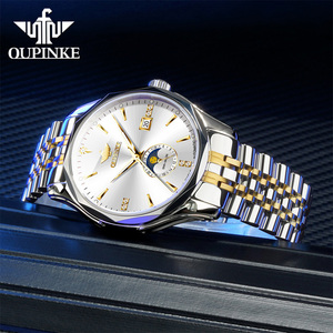 OUPINKE 3275 Reloj para hombre <span class=keywords><strong>Calendario</strong></span> <span class=keywords><strong>de</strong></span> moda <span class=keywords><strong>de</strong></span> lujo Casual Diamante Automático <span class=keywords><strong>Fase</strong></span> <span class=keywords><strong>lunar</strong></span> Función clásica Reloj mecánico para hombre - Product Image 2