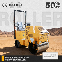 Compacteur à double tambour vibrant diesel/essence 0,8T de fabrication chinoise avec entraînement hydraulique intégral