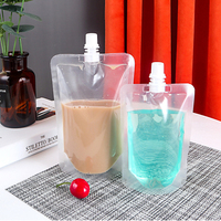Transparent personnalisé transparent en plastique boisson liquide jus boisson emballage sac en plastique avec bec