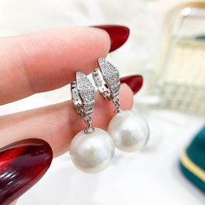 Aretes Blancos S925, Accesorios de Perlas DIY, Botón de Oreja con Perla Redonda de 9-15mm, Soporte para Uñas y Orejas, Modelo 21904 - Product Image 1