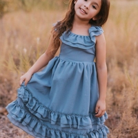 Pas de quantité minimale de commande marque personnalisée filles robe lin été sans manches volants col lin robe filles enfants robes pour les filles