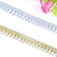 Fil doré métallique 1.1cm, garniture de dentelle, paillettes, garniture de tresse, ruban d'embellissement, artisanat, couture, tissu de dentelle