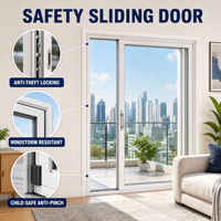 Porte coulissante triple panneau en aluminium avec double vitrage trempé pour balcon de villa, vue panoramique complète - Puertas Corredizas
