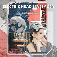 Casque de massage électrique à double vibration en plastique pour la tête, dispositif de relaxation à airbag pour le cuir chevelu et le cerveau pour améliorer la qualité du sommeil
