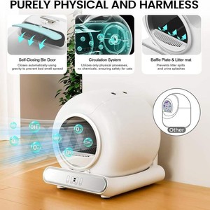 Bac à <span class=keywords><strong>litière</strong></span> intelligent pour chat, auto-nettoyant, en plastique, avec contrôle par application, facile à nettoyer, grande capacité, toilette automatique pour chat - Product Image 2