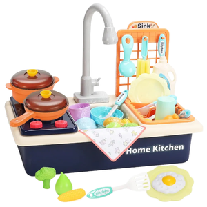 Juego de cocina para niños, juguetes de fregadero de cocina con <span class=keywords><strong>estufa</strong></span> de cocina, olla y sartén con luz y sonido realistas en aerosol - Product Image 2