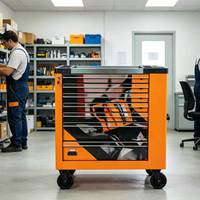 Armoire à outils roulante robuste à 7 tiroirs, impression graphique personnalisée, verrouillable, chariot de rangement mobile pour garage