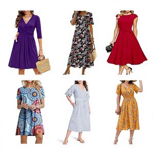 Nuevo Stock de Vestidos Largos de Verano para Mujer, Tops de Moda, Poliéster QZ-008, Origen CN/GUA, Ropa al por Mayor, Excedentes de Ropa - Product Image 1