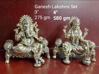 Ensemble de sculptures Lakshmi Ganesh en laiton moulé finition antique, élégant, traditionnel, religieux, décoratif, Murti, artisanat métallique pour la maison