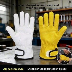 Gants <span class=keywords><strong>de</strong></span> protection du travail en gros, fabriqués en cuir <span class=keywords><strong>de</strong></span> mouton <span class=keywords><strong>de</strong></span> première qualité, doux, résistants à l'abrasion, antidérapants, entièrement en cuir - Product Image 2