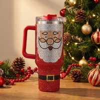 Cadeau de Noël : Ensemble de tasses à café isothermes sous vide en acier inoxydable 40oz, 8 couleurs, avec poignée motif dessin animé et paille, vente en gros
