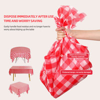 1.37*1000CM nappe en plastique imperméable jetable à la main à carreaux rouge blanc couverture de Table rouleau en gros Colls rouleau