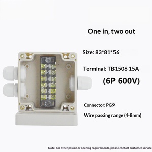 83x81x56mm Waterproof Junction Box One-in-two-out 15A Terminal <b>Block</b> PG9 Cable Gland Enclosure Terminal box - Product Image 2
