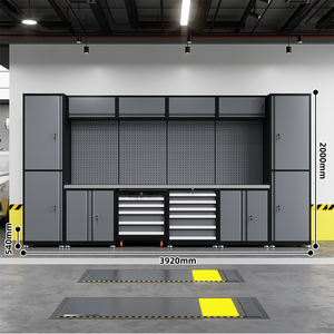 محطة عمل لإصلاح السيارات مع خزانة أدوات متنقلة وعربة أدوات بسعة تحميل 300 كجم لصيانة المركبات وتخزينها - Product Image 2