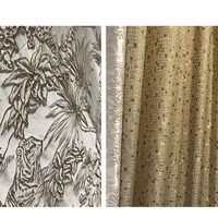 Tela de Cortina Jacquard con Hilo Dorado en Relieve, Estilo Francés de Lujo, para Dormitorio, Cortinas Modernas de Lujo para Sala de Estar