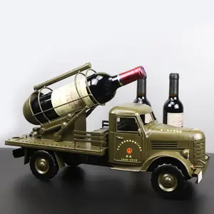 Vintage teneke şarap rafı askeri araç modeli yaratıcı şarap dolabı dekorasyon şarap rafı süsleme eski Liberation kamyon