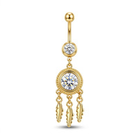 Piercing de nombril pour femme en acier inoxydable plaqué or, design de niche exquis, avec pampille en forme de cœur et motif patte de chat, style sexy