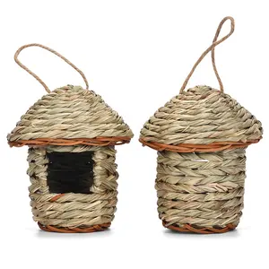 Parrot Handwoven Straw Bird Nest Parrot Hatching Breeding Grass Cave Garden Supply Grass Birds House Humming Bird Nest For Lawn Home