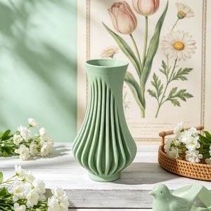 <span class=keywords><strong>Vaso</strong></span> <span class=keywords><strong>in</strong></span> Ceramica Stampato <span class=keywords><strong>in</strong></span> 3D, Verde Opaco Premium, Nero, Moderno Minimalista di Lusso, <span class=keywords><strong>Vaso</strong></span> Scanalato Testurizzato per <span class=keywords><strong>Fiori</strong></span> Secchi - Product Image 3