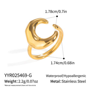 Anillo Personalizado al por Mayor, de Acero Inoxidable 316L, Chapado en Oro de 14k y 18k, Anillo Fino con Diseño de Luna para Mujer - Product Image 6