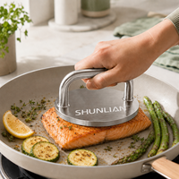 Presse à poisson et viande 5,9 pouces à bord plat et arrondi en acier inoxydable 304, pour salmons, légumes et tofu