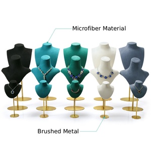 Présentoir à bijoux en microfibre velours, buste de présentation pour colliers, pendentifs, mannequin, support pour colliers ras-du-cou - Product Image 5