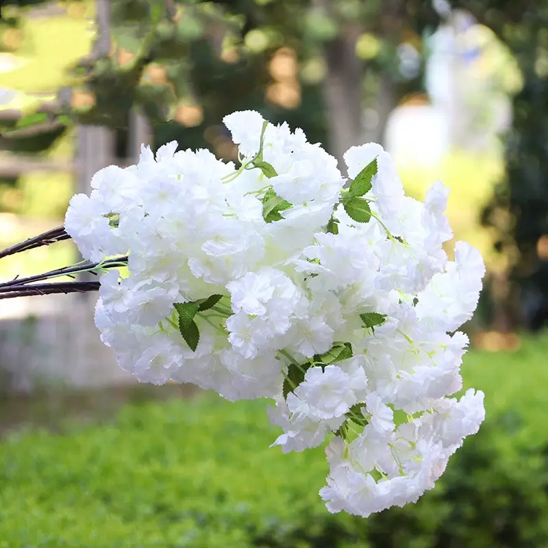 Sıcak kiraz çiçeği şube düğün yapay çiçek s 4 çatal yaprak manzara ağacı düğün dekorasyon ile yapay çiçek
