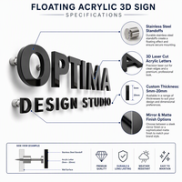 Exhibidores de Acrílico PMMA Personalizados, Letreros Flotantes con Logotipo 3D para Tiendas, Oficinas y Estudios, Placa de Identificación Comercial