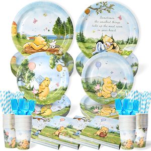 Juego de vajilla temática de oso <span class=keywords><strong>Winn</strong></span> personalizado al por mayor, platos para Baby Shower, servilletas para el Día del Padre, cumpleaños, graduación - Product Image 1